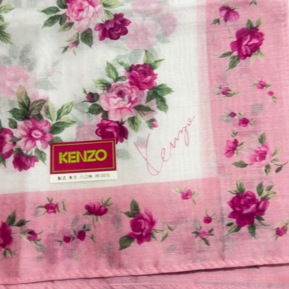 Kenzo Accessories - Kenzo Pink and Green Floral Scarf/Handkerchief Cotton 17.5/17.5